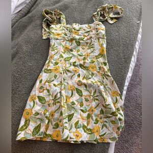 Zara Floral Mini Dress in Yellow and Green